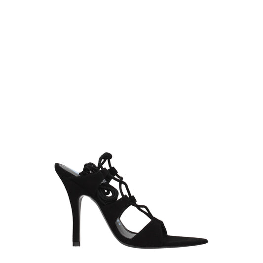 The Attico Black Leather Stiletto Heels Sandals - from The Attico