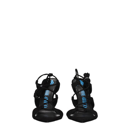 The Attico Black Leather Stiletto Heels Sandals - from The Attico