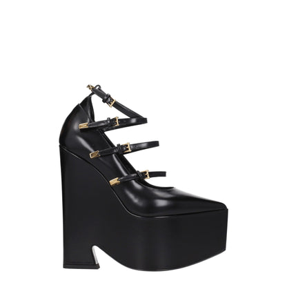 Versace Black Leather Brooch