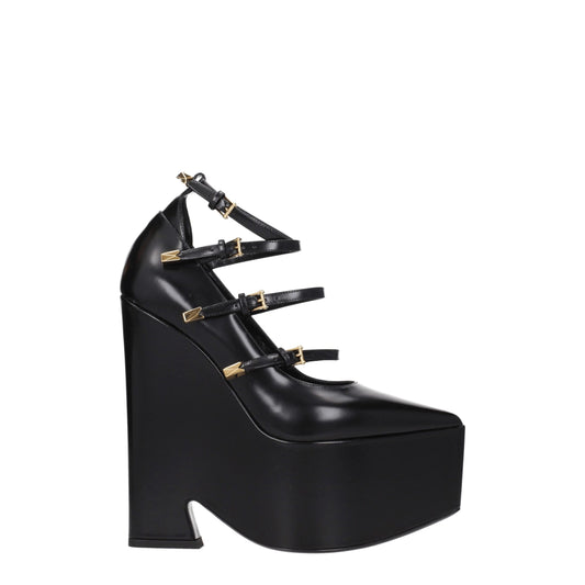 Versace Black Leather Brooch