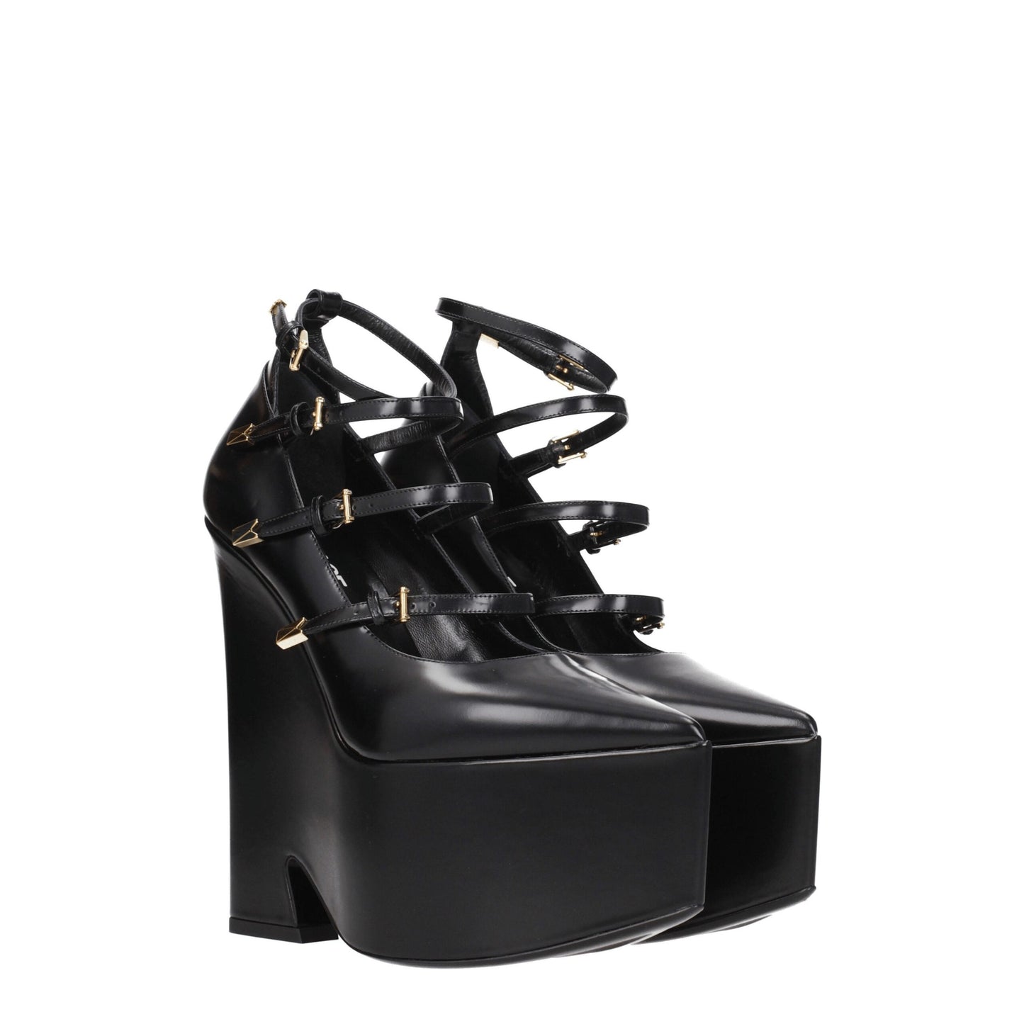 Versace Black Leather Brooch