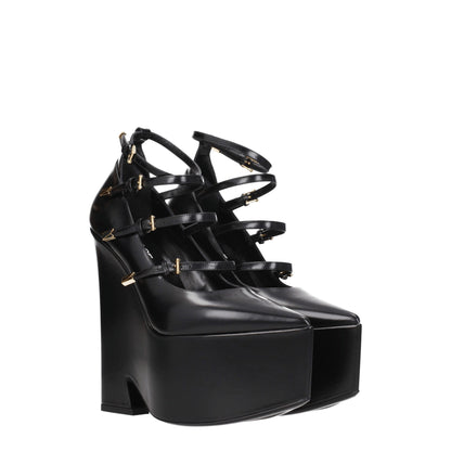 Versace Black Leather Brooch