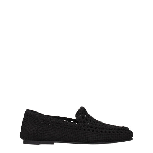 Dolce &amp; Gabbana Black Fabric Slip-On Loafers
