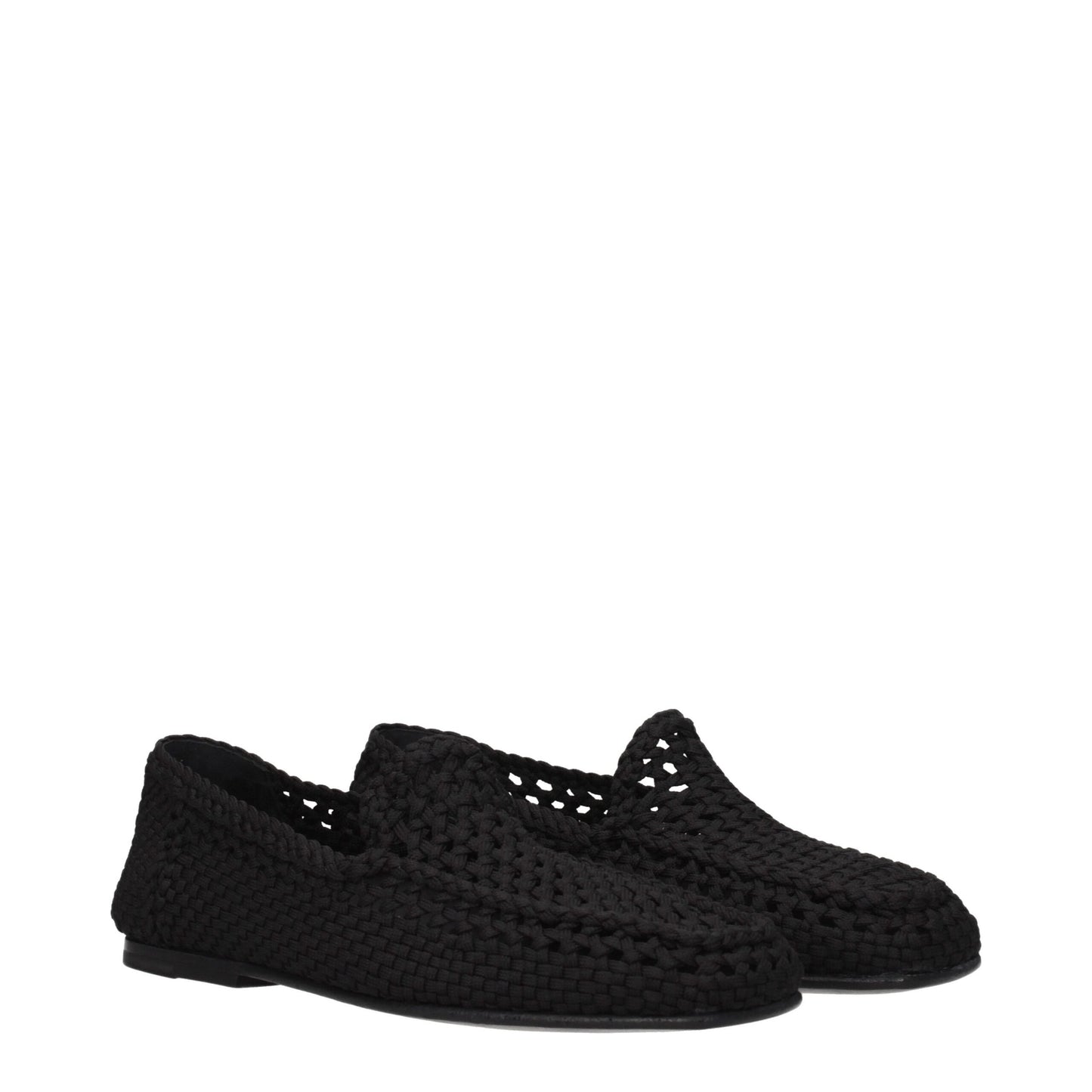 Dolce &amp; Gabbana Black Fabric Slip-On Loafers
