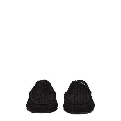 Dolce &amp; Gabbana Black Fabric Slip-On Loafers