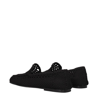 Dolce &amp; Gabbana Black Fabric Slip-On Loafers