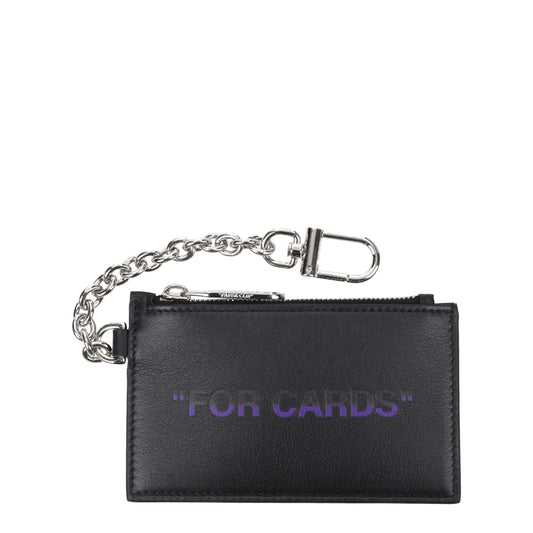 Off White Black Leather Wallets