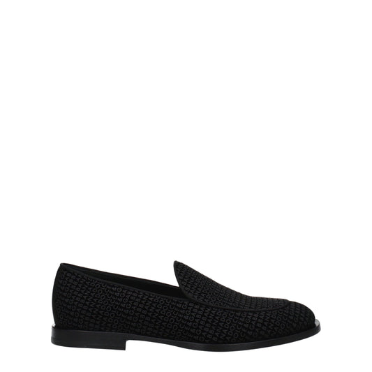 Dolce &amp; Gabbana Black Velvet Slip-On Loafers