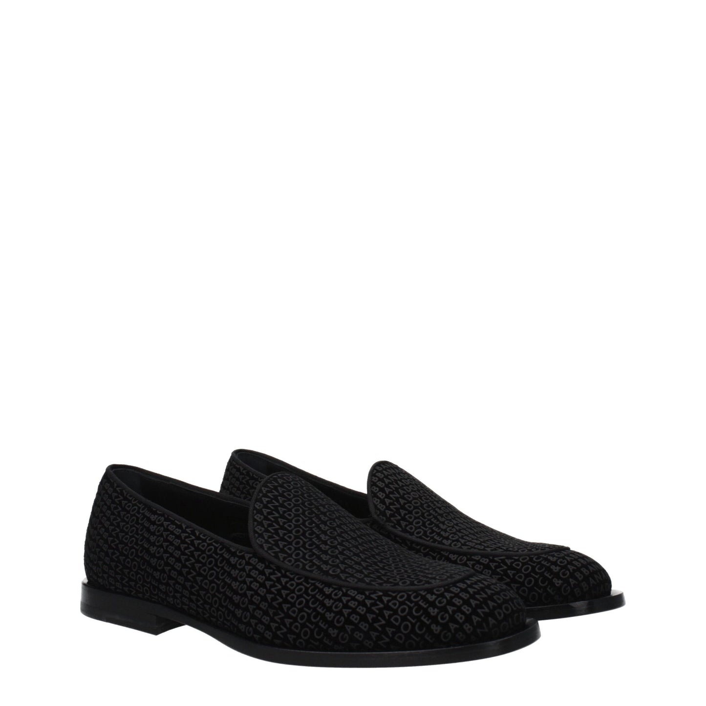 Dolce &amp; Gabbana Black Velvet Slip-On Loafers