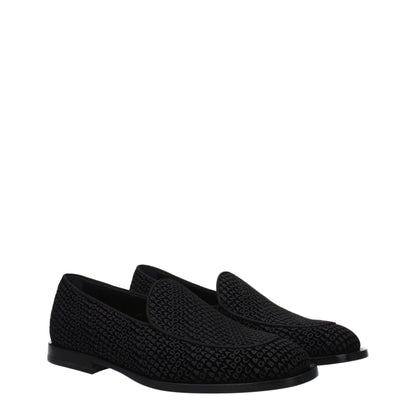 Dolce &amp; Gabbana Black Velvet Slip-On Loafers