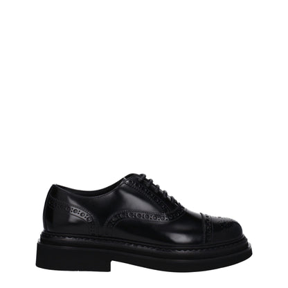Dolce &amp; Gabbana Black Leather Oxfords And Derbies