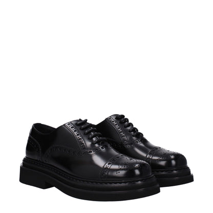 Dolce &amp; Gabbana Black Leather Oxfords And Derbies