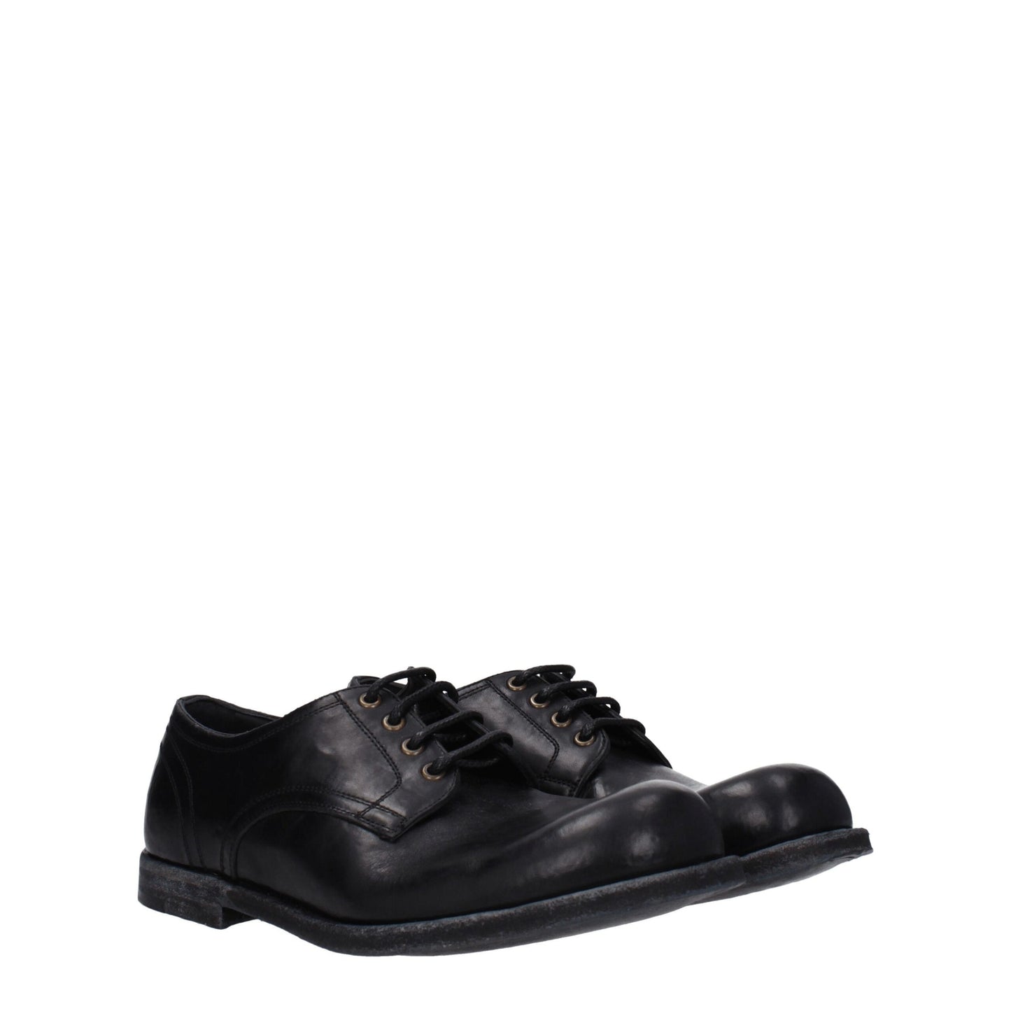 Dolce &amp; Gabbana Black Leather Oxfords And Derbies