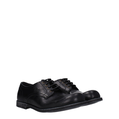 Dolce &amp; Gabbana Black Leather Oxfords And Derbies