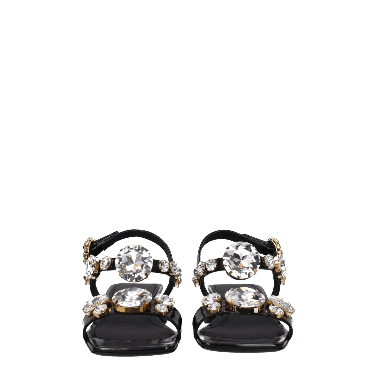 Dolce &amp; Gabbana Black Leather Flat Sandals