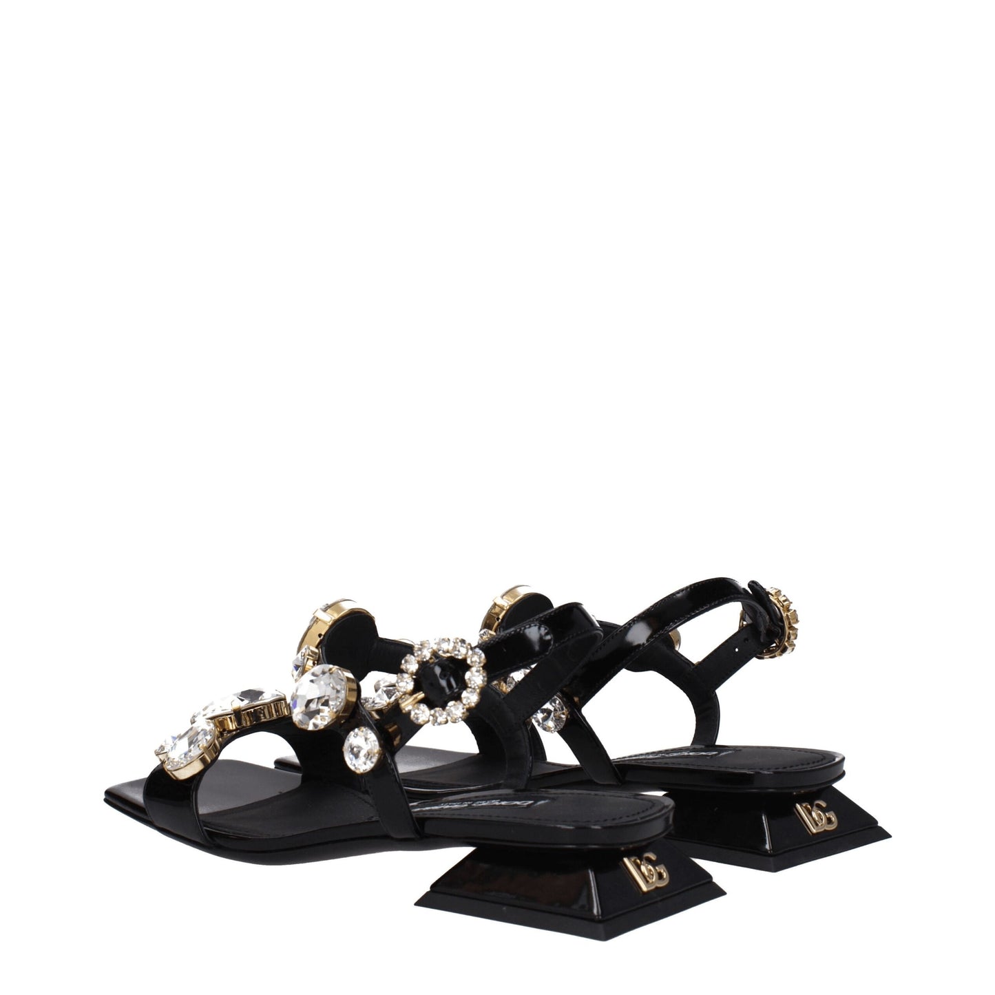 Dolce &amp; Gabbana Black Leather Flat Sandals