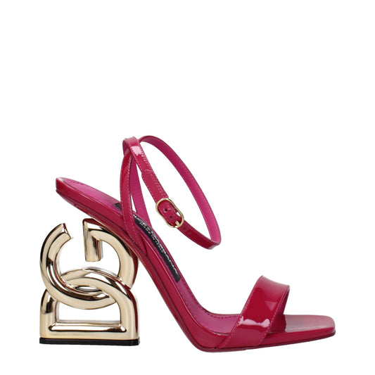 Dolce &amp; Gabbana Pink Leather Stiletto Heels Sandals
