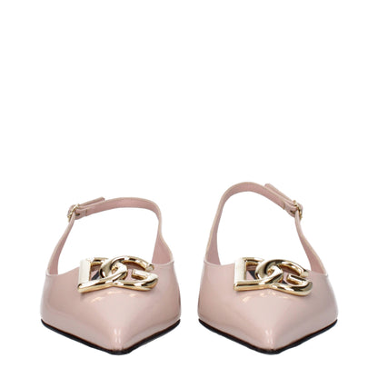 Dolce &amp; Gabbana Pink Leather Ballet Flats