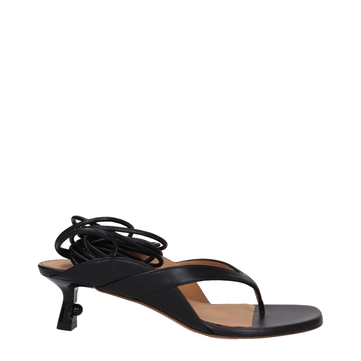 Off White Black Leather Flip Flop Sandals