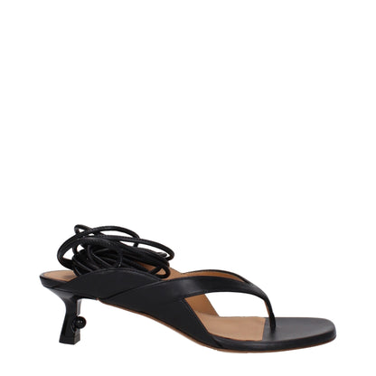 Off White Black Leather Flip Flop Sandals