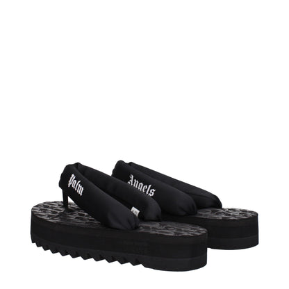 Palm Angels Black Fabric Flip Flop Sandals