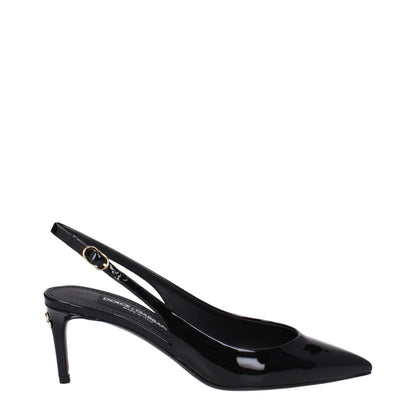 Dolce &amp; Gabbana Black Leather High Heel Pumps