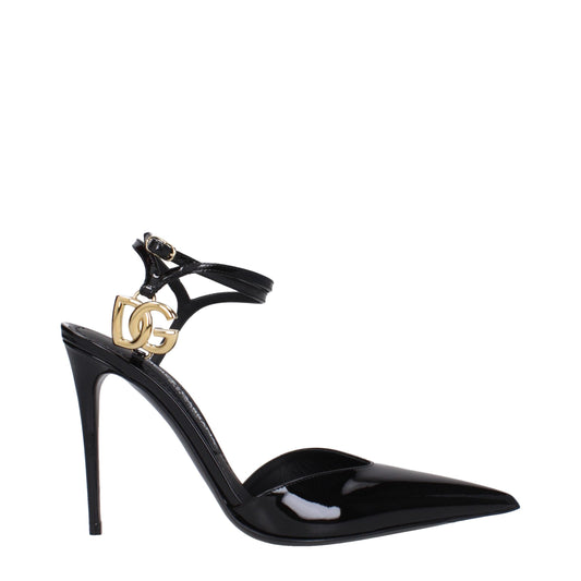 Dolce &amp; Gabbana Black Leather Stiletto Heels Sandals