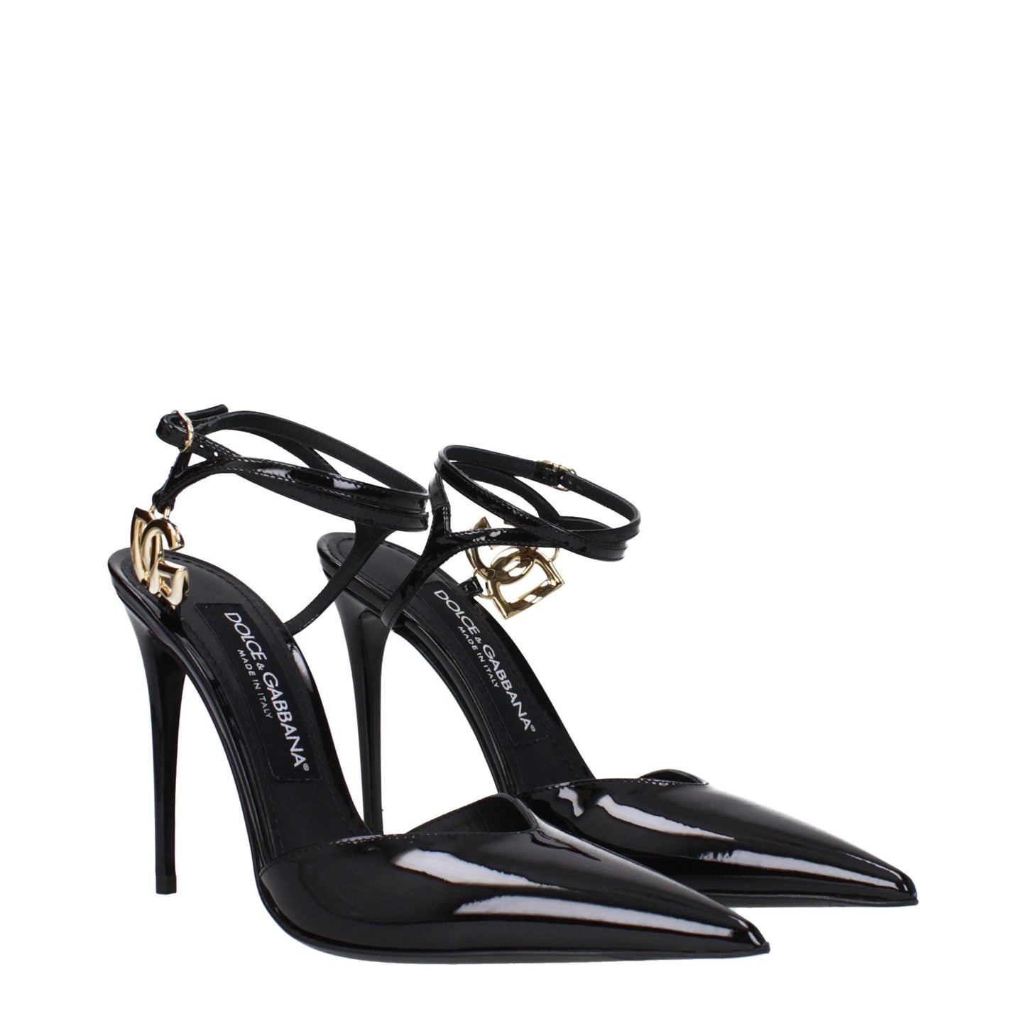 Dolce &amp; Gabbana Black Leather Stiletto Heels Sandals