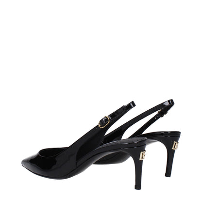 Dolce &amp; Gabbana Black Leather High Heel Pumps