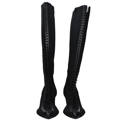 Givenchy Black Fabric Lace Up Boots