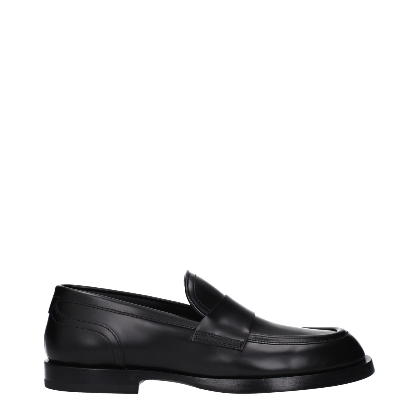 Dolce &amp; Gabbana Black Leather Slip-On Loafers