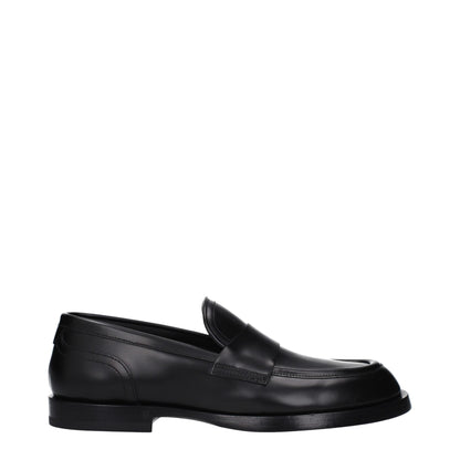 Dolce &amp; Gabbana Black Leather Slip-On Loafers