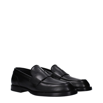 Dolce &amp; Gabbana Black Leather Slip-On Loafers