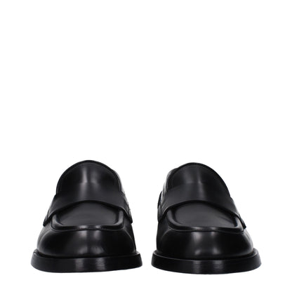 Dolce &amp; Gabbana Black Leather Slip-On Loafers