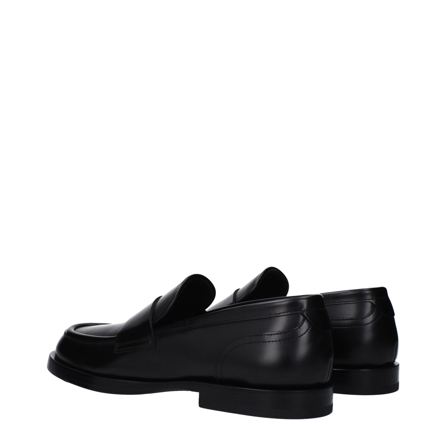 Dolce &amp; Gabbana Black Leather Slip-On Loafers