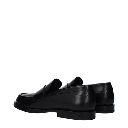 Dolce &amp; Gabbana Black Leather Slip-On Loafers