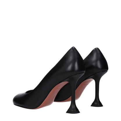 Amina Muaddi Black Leather Broch