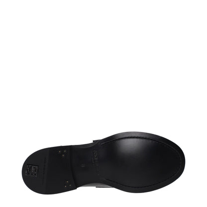 Dolce &amp; Gabbana Black Leather Slip-On Loafers