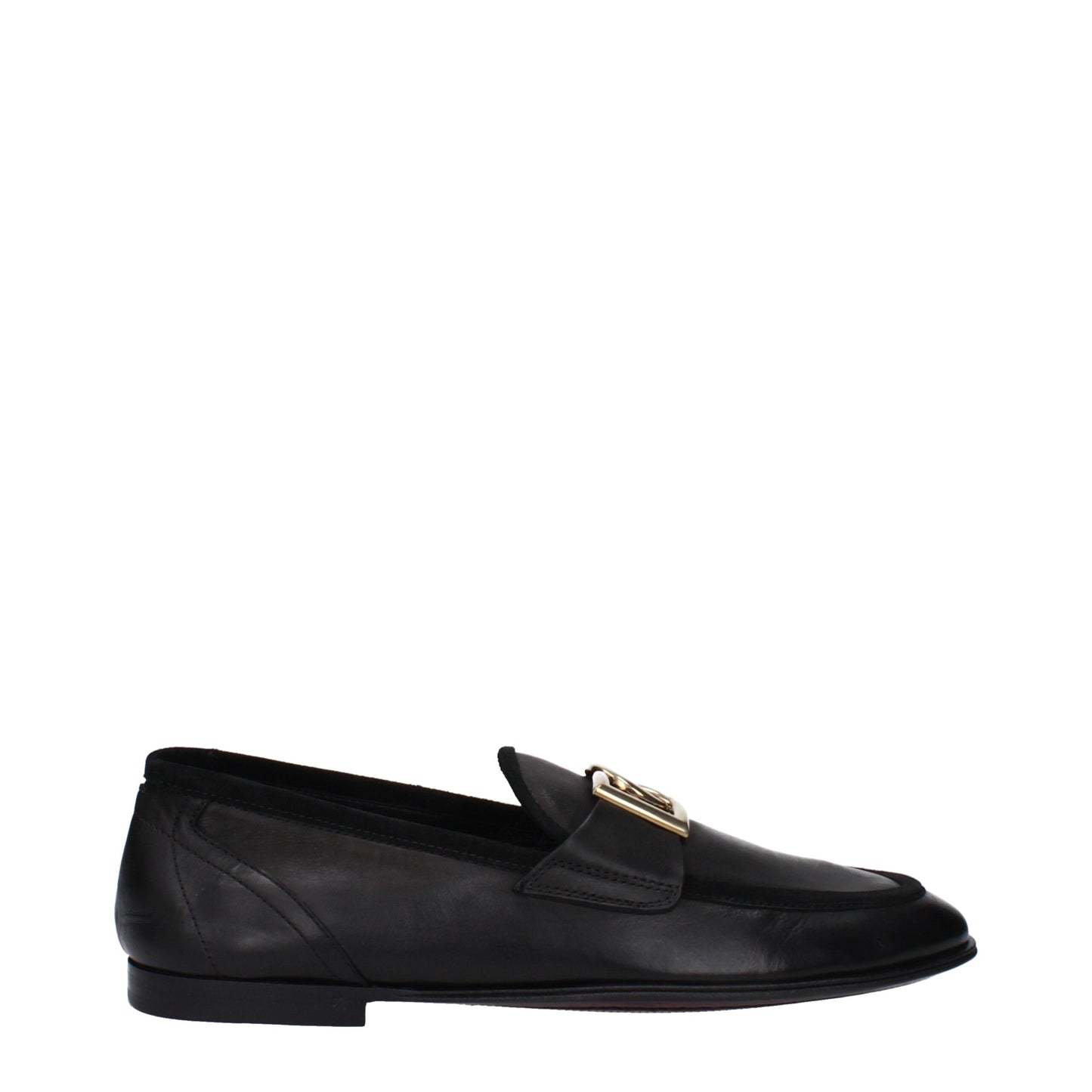 Dolce &amp; Gabbana Black Leather Slip-On Loafers