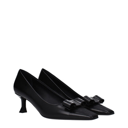 Salvatore Ferragamo Black Leather Broch