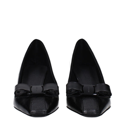 Salvatore Ferragamo Black Leather Broch