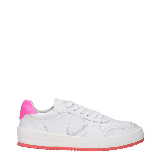 Philippe Model Witte Leren Sneakers Casual Luxe Met Logo