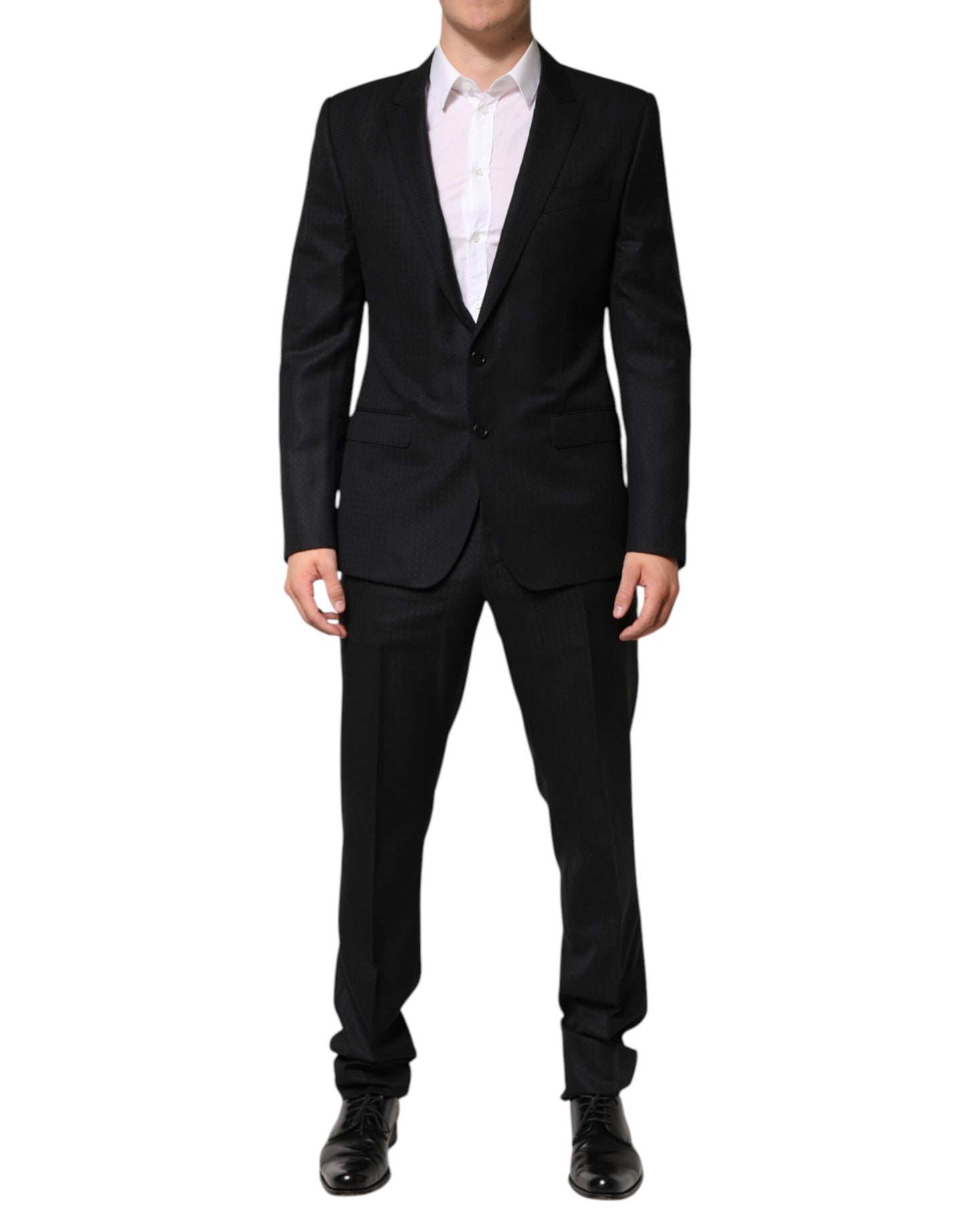 Dolce &amp; Gabbana Black Jacquard Single Breasted 2 Piece Suit