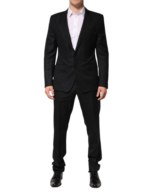 Dolce &amp; Gabbana Black Jacquard Single Breasted 2 Piece Suit
