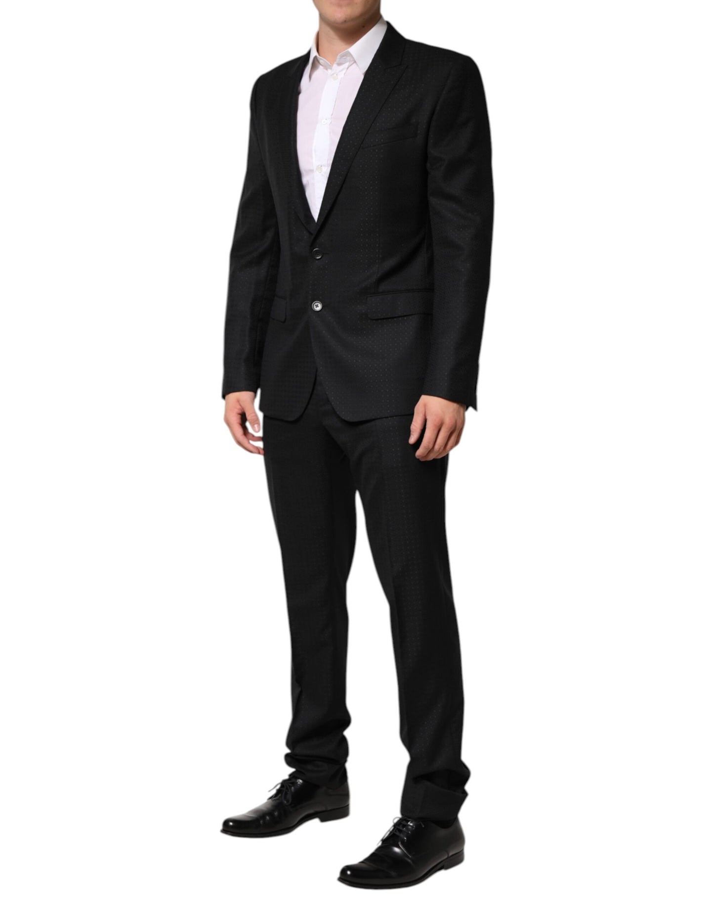 Dolce &amp; Gabbana Black Jacquard Single Breasted 2 Piece Suit