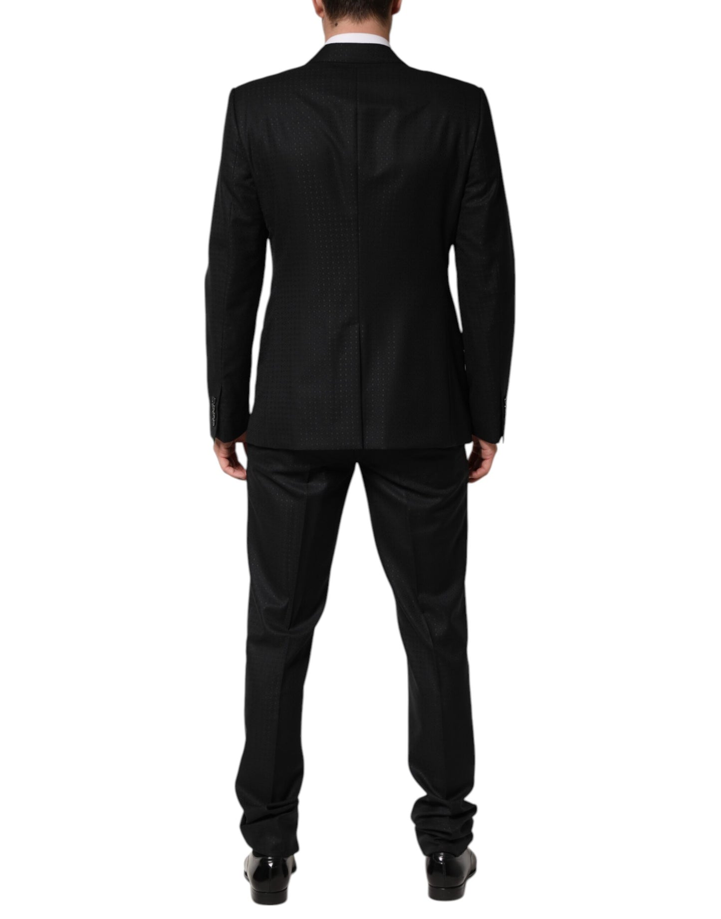 Dolce &amp; Gabbana Black Jacquard Single Breasted 2 Piece Suit