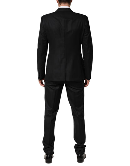 Dolce &amp; Gabbana Black Jacquard Single Breasted 2 Piece Suit