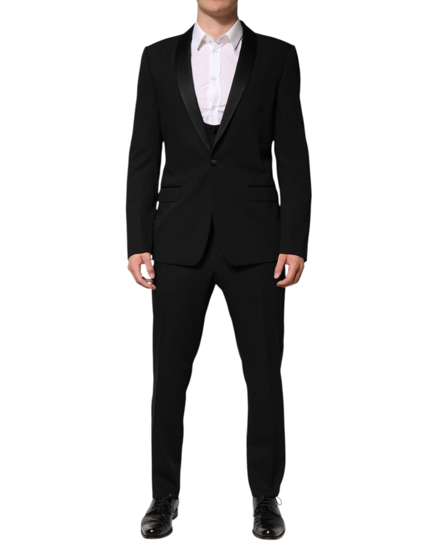 Dolce &amp; Gabbana Black Wool 3 Piece Single Breasted Suit