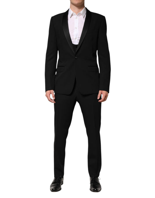 Dolce &amp; Gabbana Black Wool 3 Piece Single Breasted Suit
