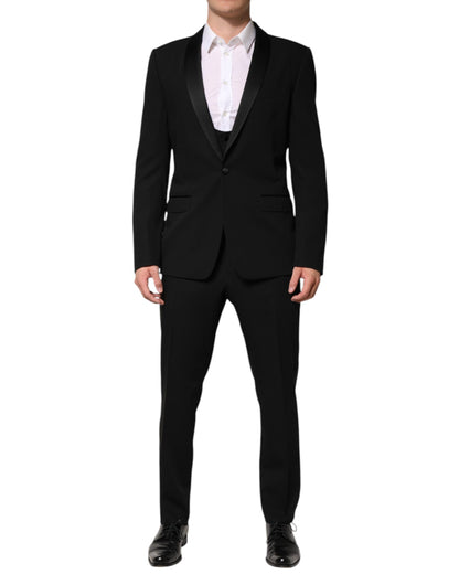 Dolce &amp; Gabbana Black Wool 3 Piece Single Breasted Suit
